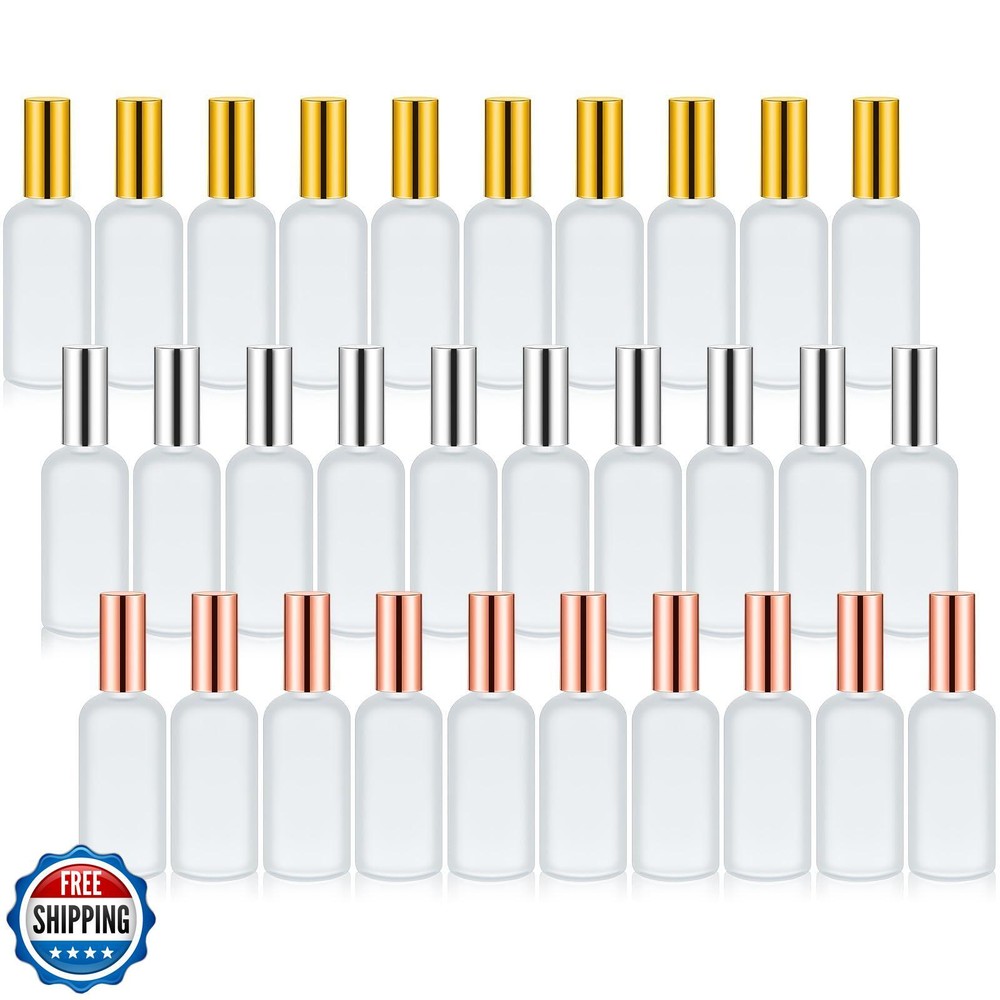 Roshtia 30-Pack 3.4oz Glass Spray Bottles in Gold Silver Rose Gold Refillable Set