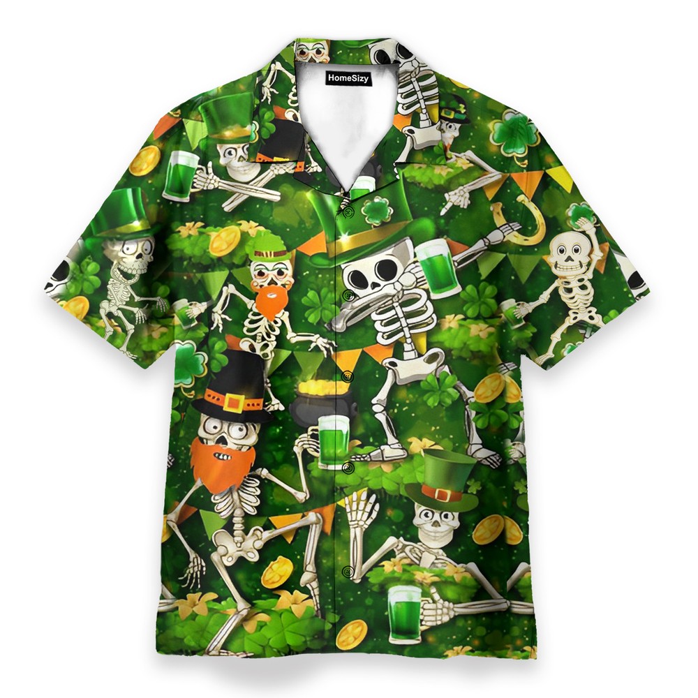 Saint Patricks Day Skull   Hawaiian Shirt