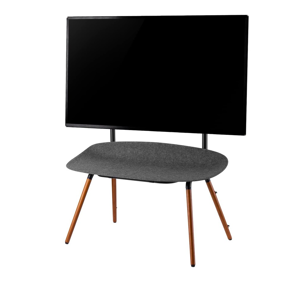 E17 TV Studio Display - Solid Wood Legs Metal Base w/Height Adjustable Black ...