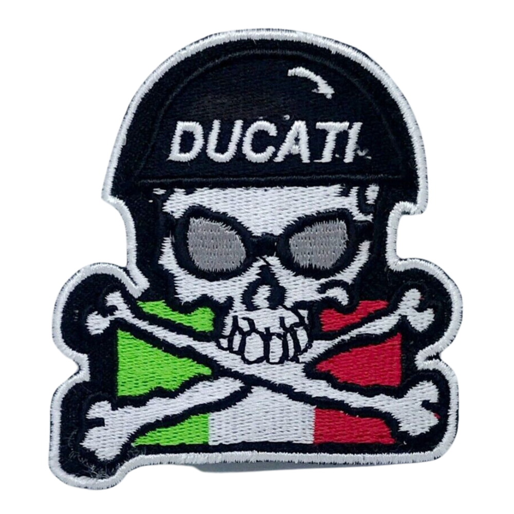 Ducati Skull Motorcycle Iron On or Sew On Embroidered Patches for Jackets and Clothing