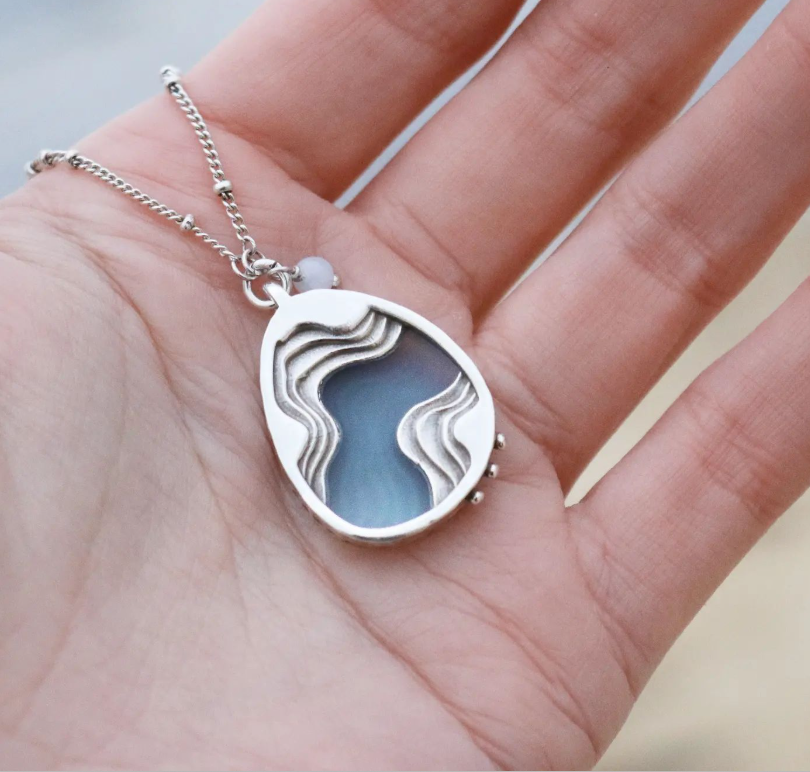 Drift Pale Blue Flow Line Chain Necklace by BoldB New in Box