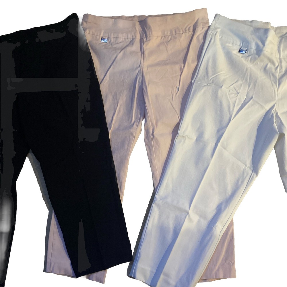 Alfani Women's Tummy Control Pull On Stretch Capri Pants Lot 3 White/Black/Pink