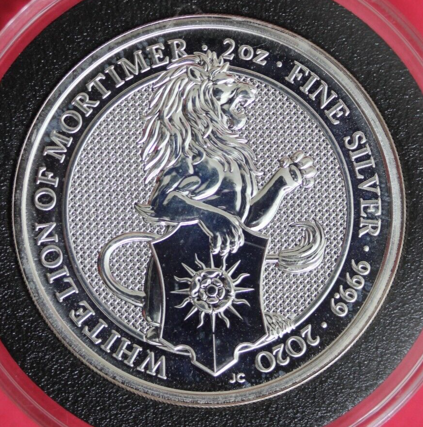 2020 UK White Lion of Mortimer 2 oz .999 Fine Silver Medal GFB 6108