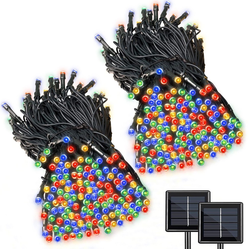 2 Pack Super-Long Solar String Lights 85FT 240 LED 8 Modes Solar Powered Outd...