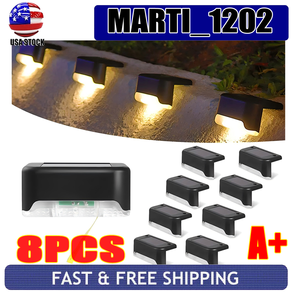 8 Solar LED Deck Lights for Outdoor Stairs Fence Garden Yard  