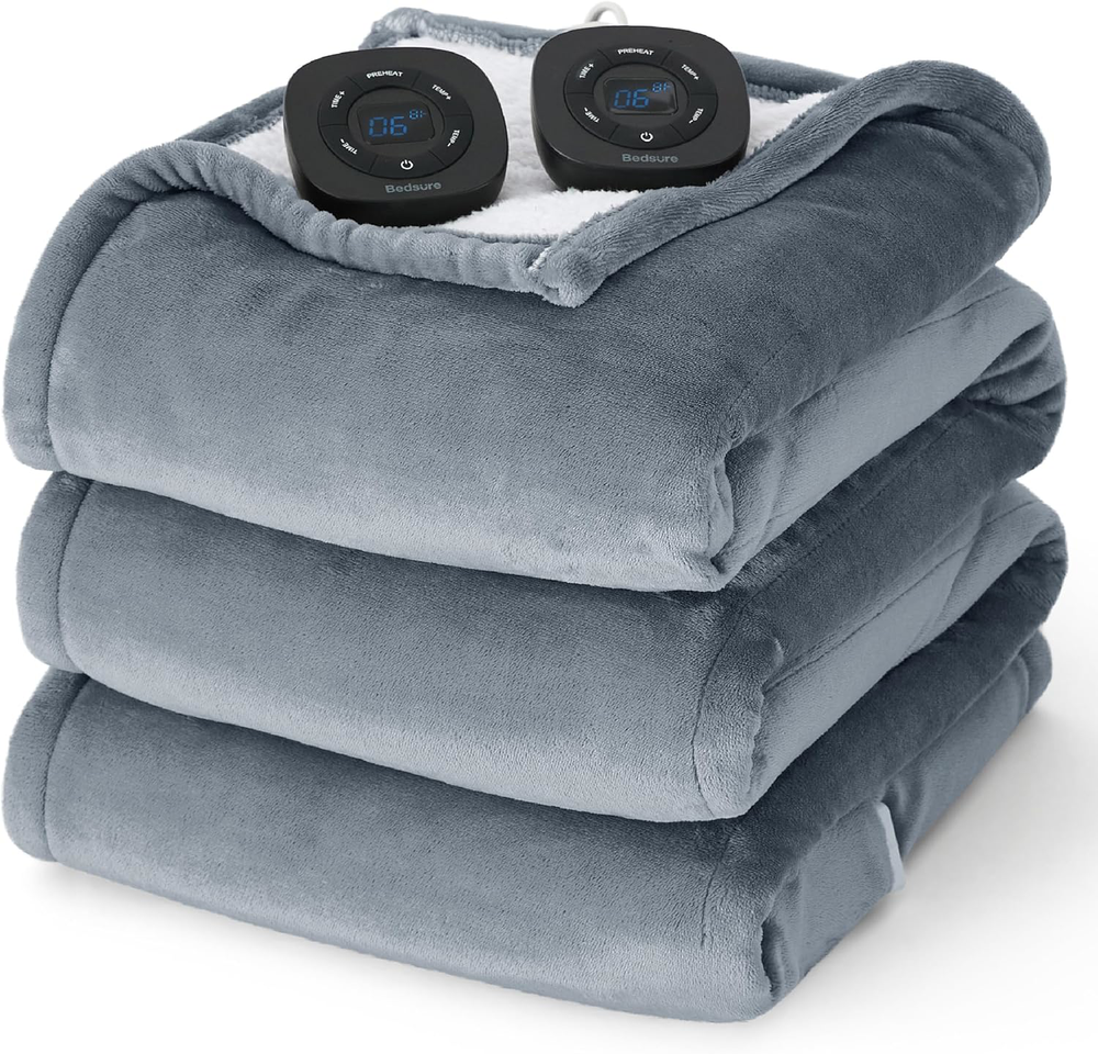 Queen Electric Blanket with Dual Control, Fast Heating & 10 Adjustable Heat Settings
