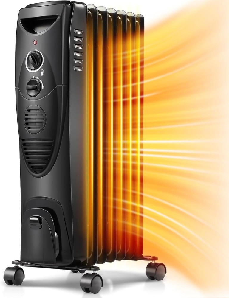 Kismile Portable Electric Radiator Heater, Oil Filled with 26.1inches, Black