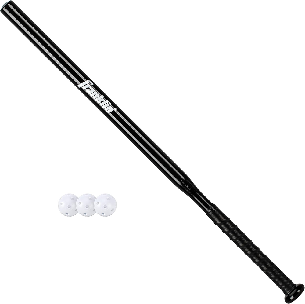 MLB Baseball Training Bat + Balls - Thin Stick Training Bat for Hitting Practice