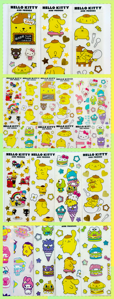 100+ Sticker Lot Theme POMPOMPURIN Cute Kawaii Dog SANRIO Hello Kitty Friends