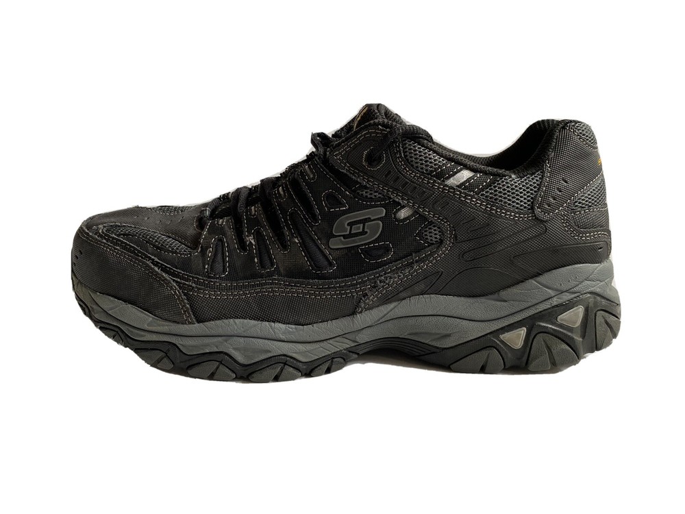 Skechers Men’s Afterburn Memory Foam Sneaker 11.5 Black Gray | Buy Now-image
