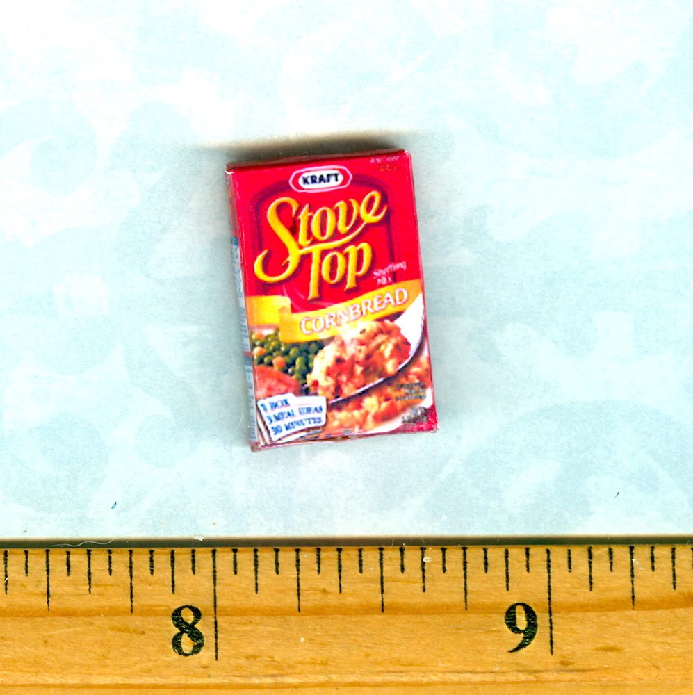 Miniature Dollhouse Cornbread Stuffing Mix Box