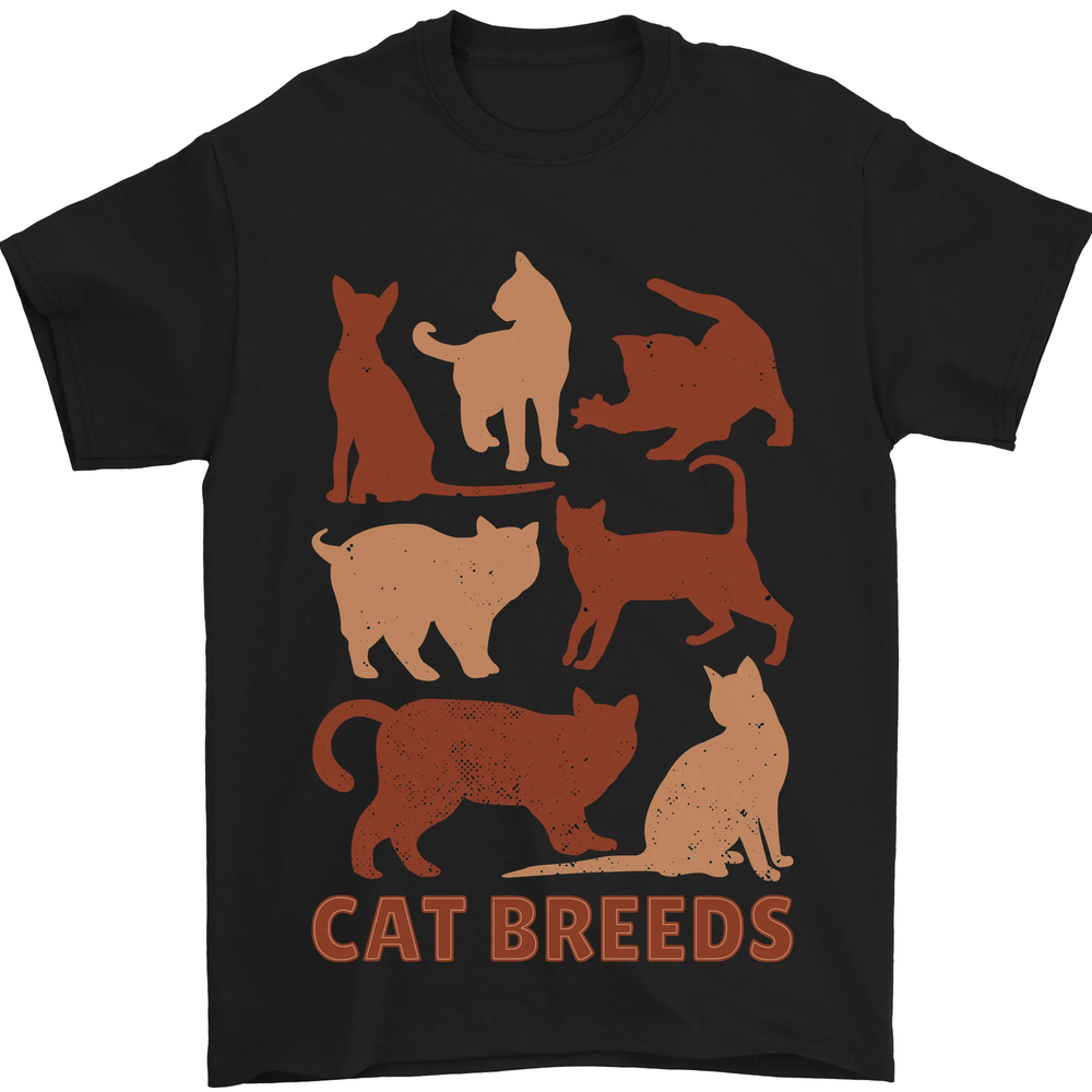 Cat Breeds Mens T-Shirt 100% Cotton