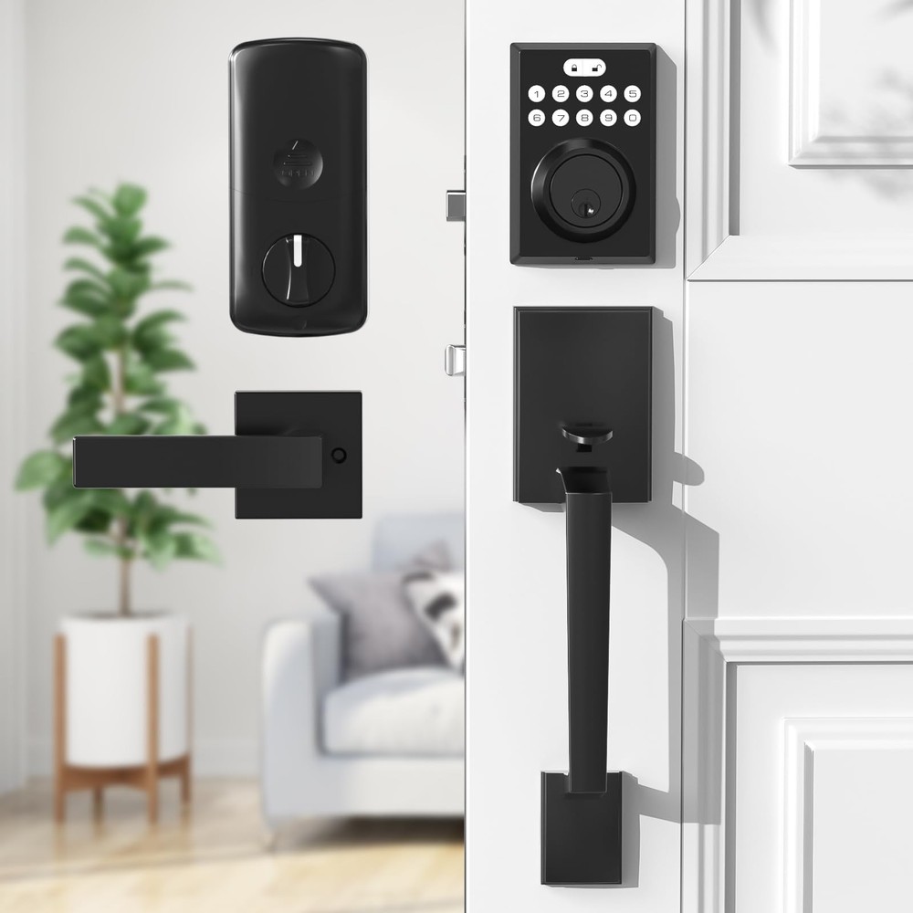 Racokky Keyless Entry Door Lock Deadbolt with Handle Set, Front Door Lock Set...