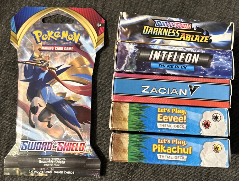 Lot Of 5 Pokémon Decks (opened) W/Sword And Shield Booster Pack (factory sealed)