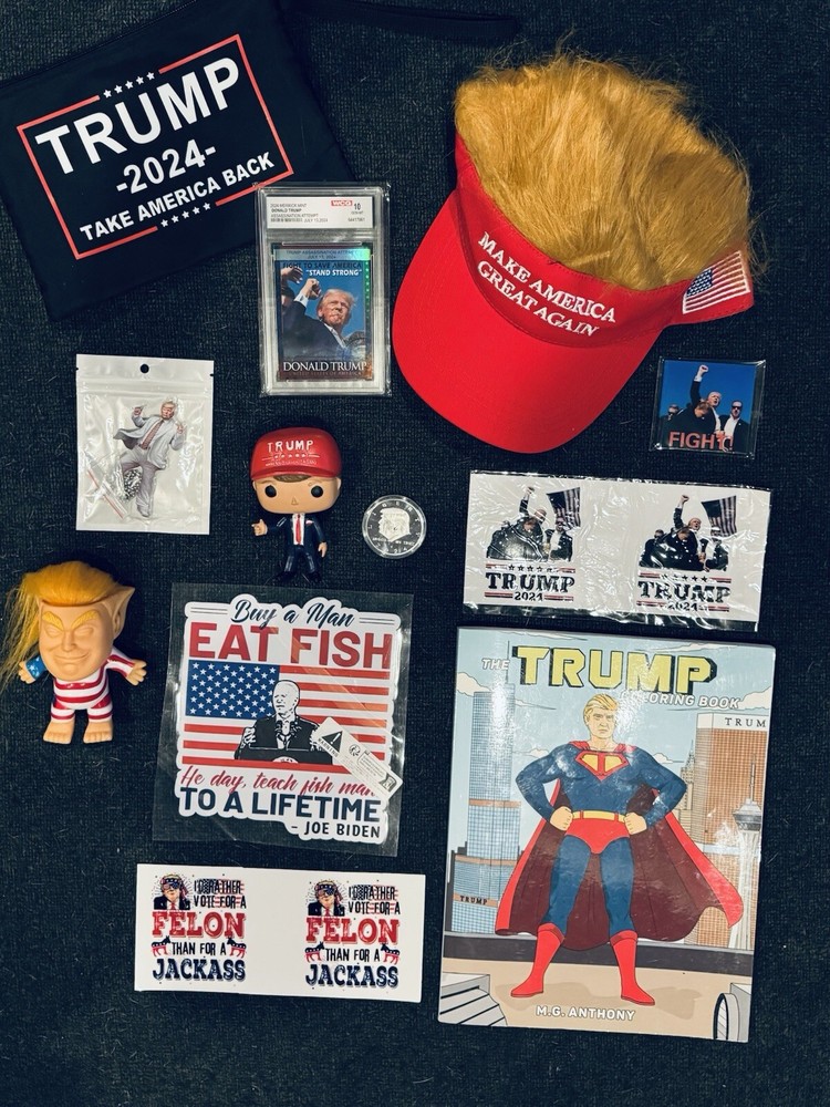 2024 Trump MAGA Golf Cap with Gold Hair Visor Hat