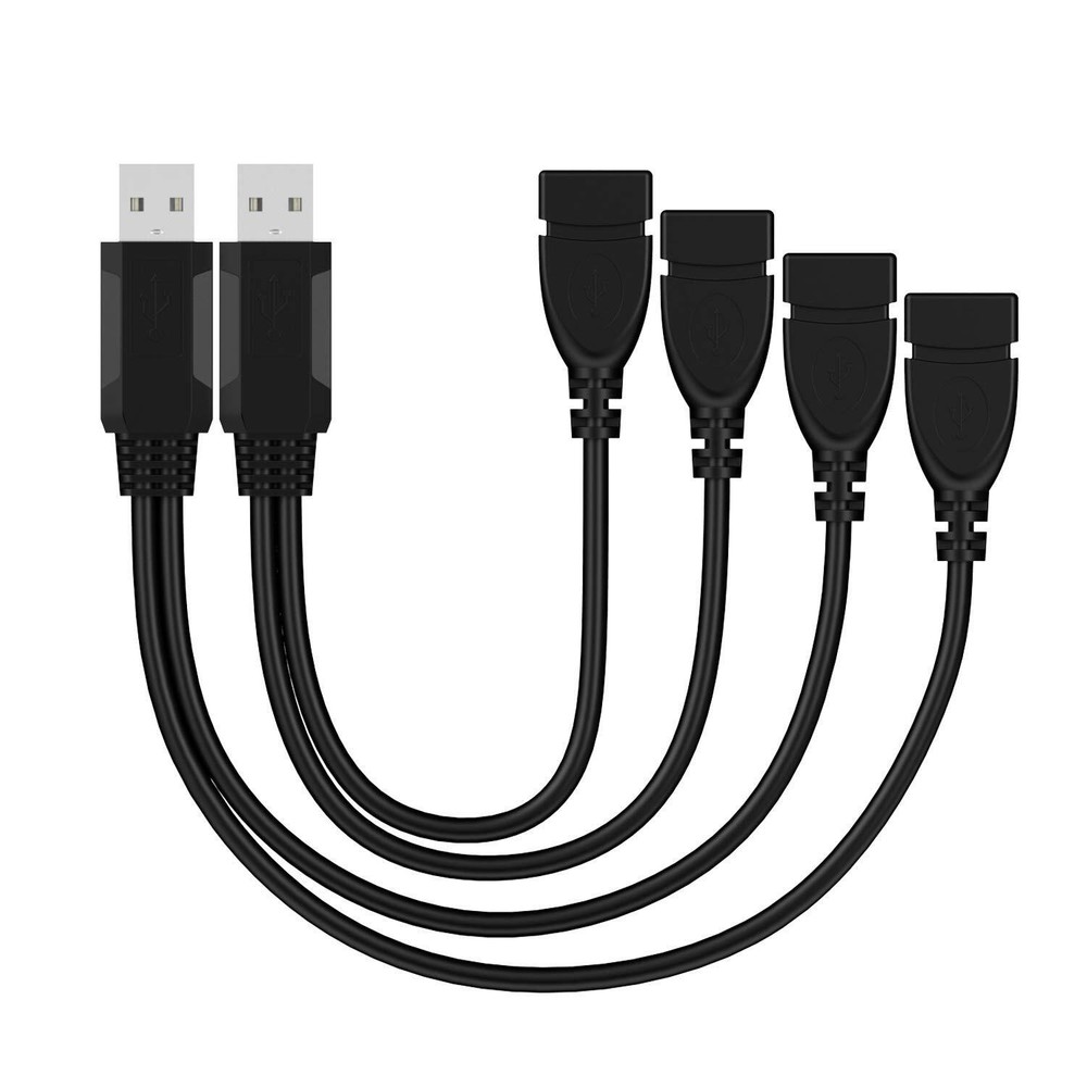 2-in-1 USB 2.0 Male to Dual Female Charger Splitter Hub Extension Cable