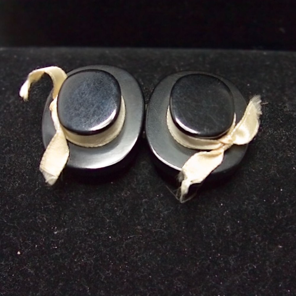 Black Bakelite Brimmed Hats Belt Buckle Tested