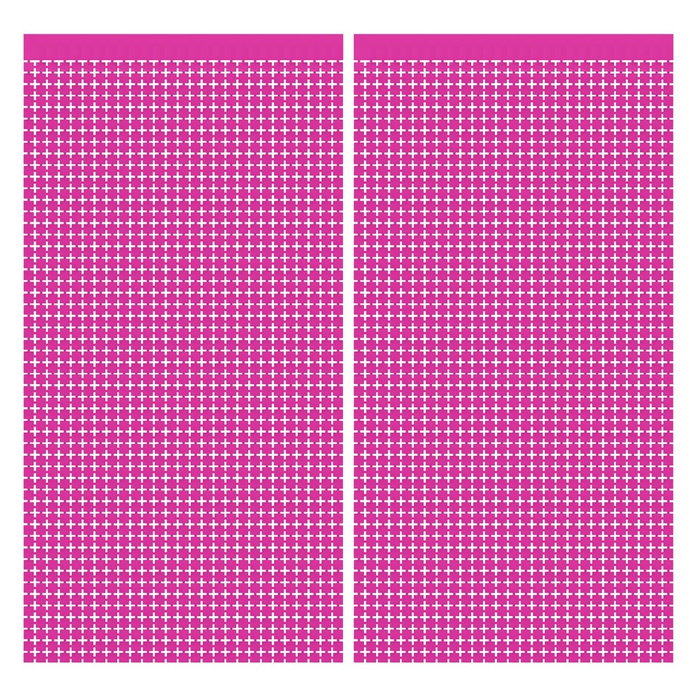 Square Foil Fringe Curtains 3.3x6.6ft 2-Pack Rose Red Wedding Decor