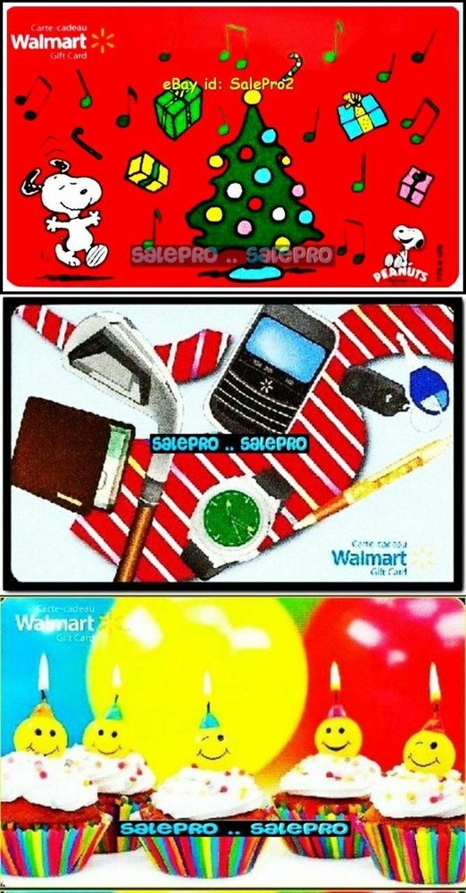 3 Walmart Birthday Cupcake Fathers Day Xmas Peanut Collectible Gift Cards