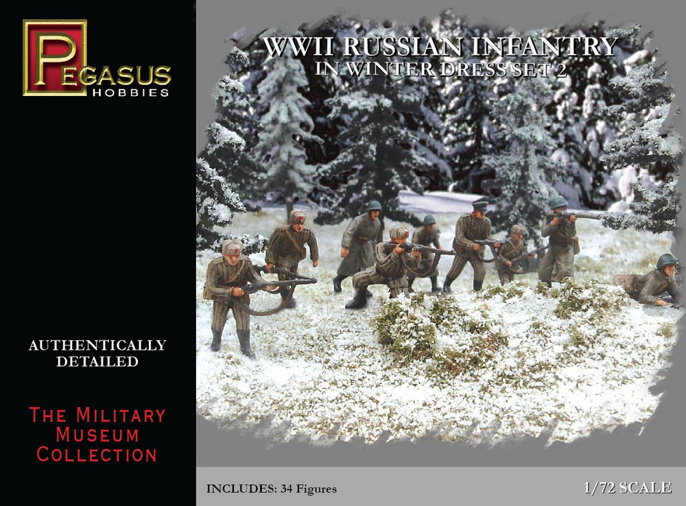 Pegasus 7272 1/72 Scale Russian Infantry Winter Dress Set #2 Model Figures  