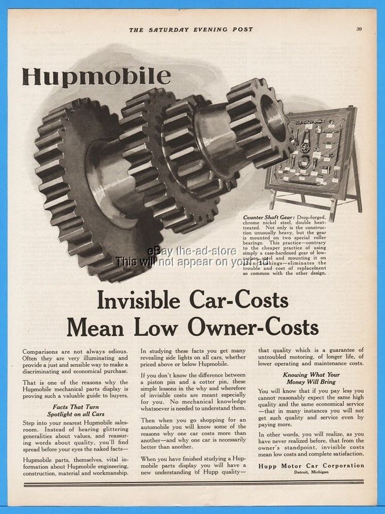 1924 Hupp Motor Car Hupmobile Automotive Parts Display Counter Shaft Series Ad