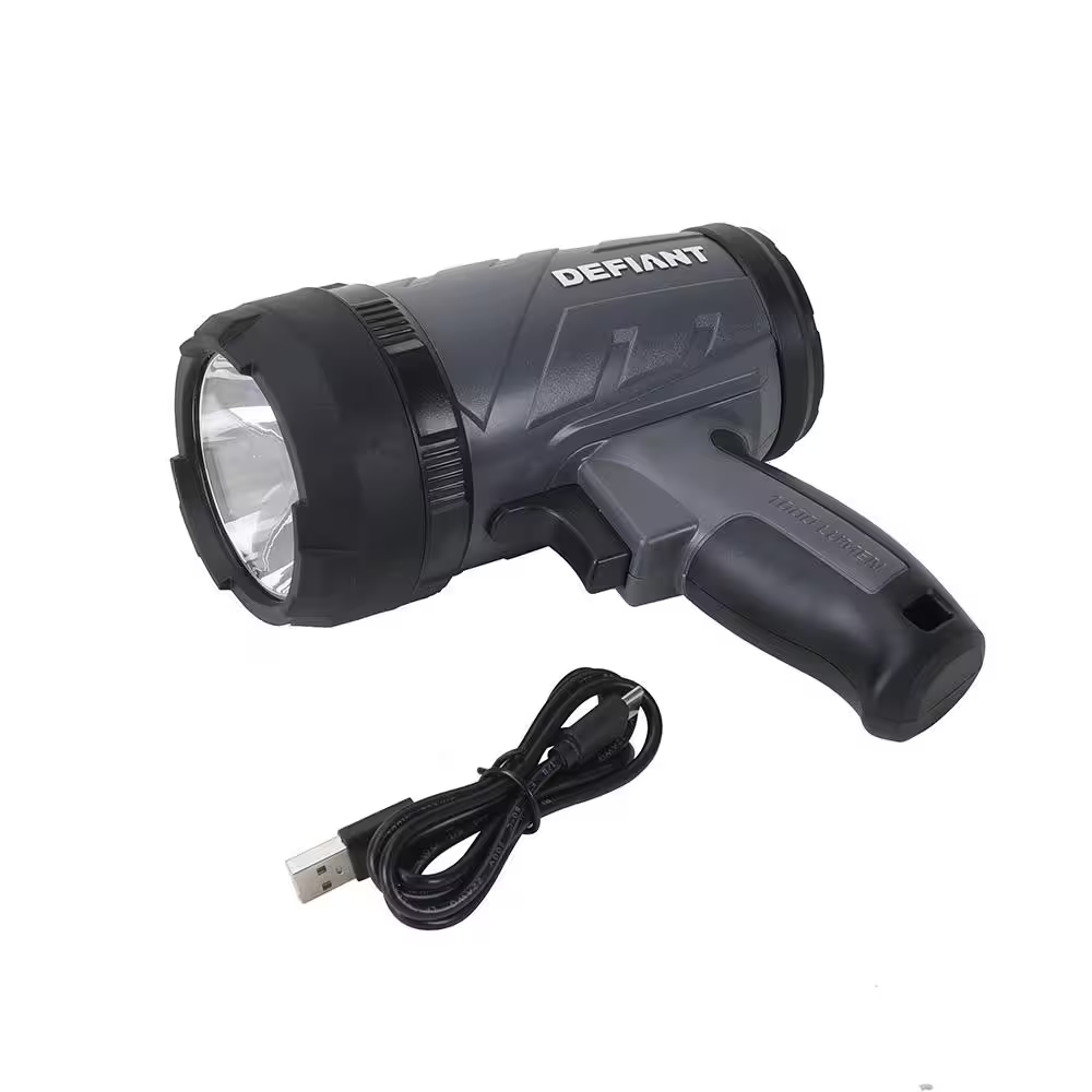 Defiant Rechargeable Spotlight 1000 Lumens LED Compact 3 Mode with USB Cable