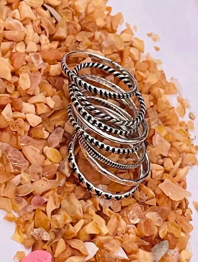 Solid 925 Sterling Silver Unique Multi Eight Band Ring Handmade Ring All Size