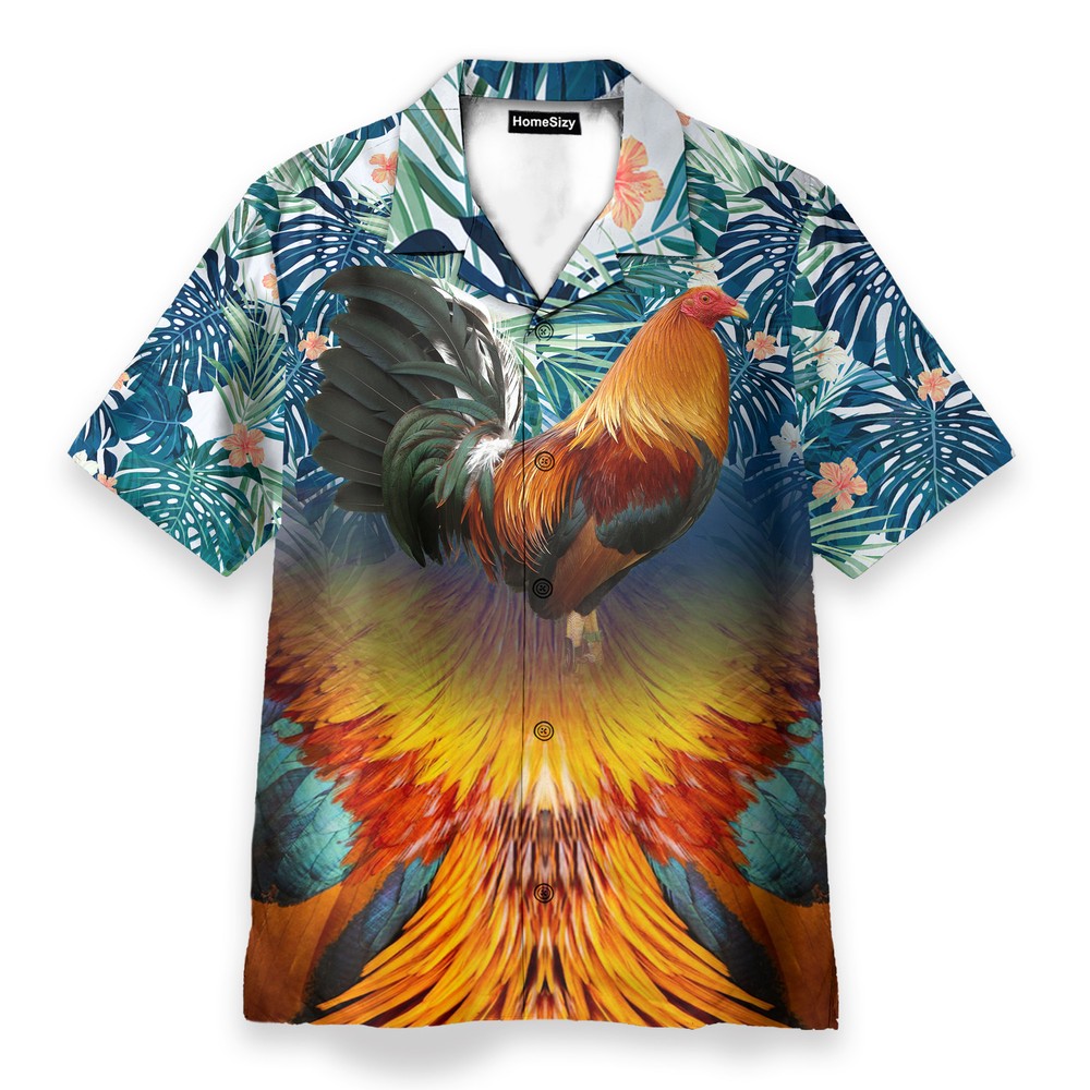 Rooster Mens Buttons Up Shirts   Hawaiian Shir