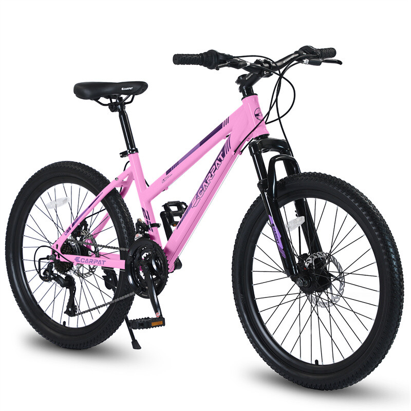 26in Pink Adult Mountain Bike with 21 Speeds Dual Disc Brakes 100mm Front Suspension