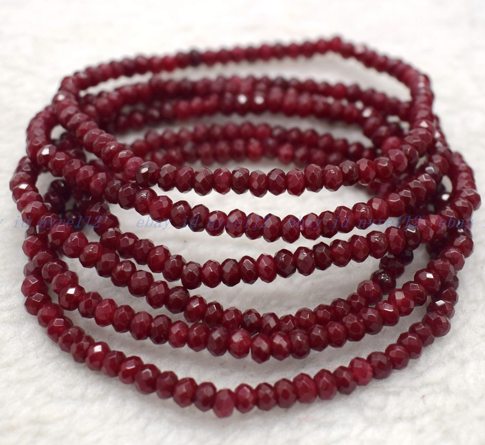 Wholesale 6 Pcs Brazil Red Jade 2x4mm 7.5” Crystal Healing Stretch Bracelet