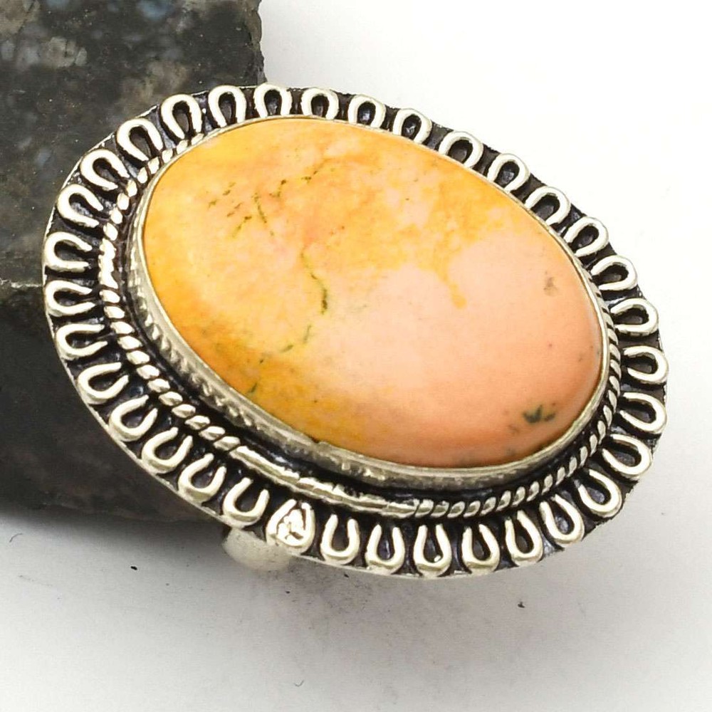 Dendrite Opal Gemstone Ethnic Handmade Ring Jewelry US Size-7.25 AR 41208