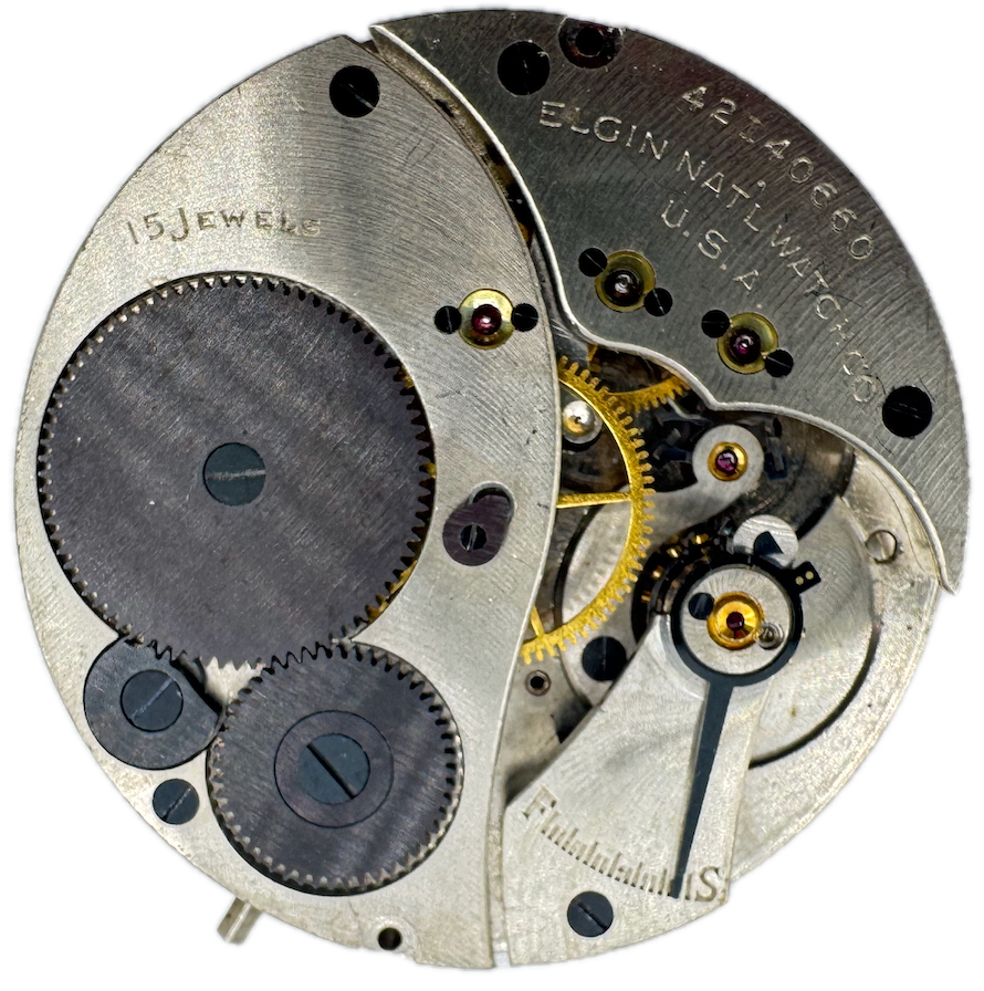 Vintage 16s 1943 Elgin Military Jitterbug 15 Jewel Pocket Watch Movement 582 #2