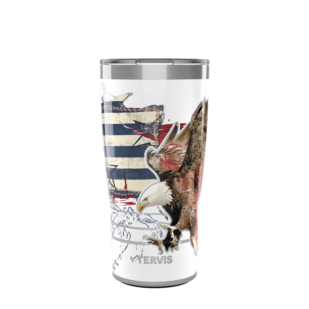 Traveler Americana Distressed Flag Triple Walled Insulated Tumbler Travel Cup...