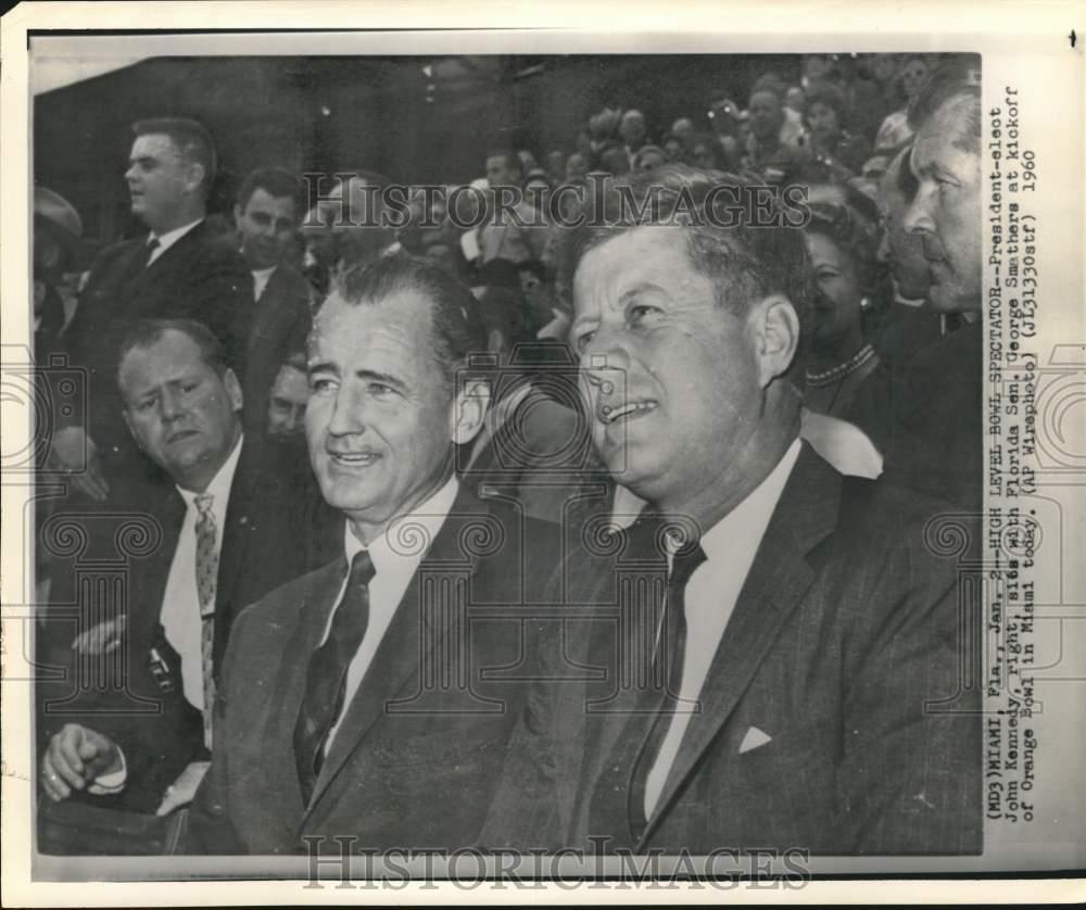 1960 Press Photo President-elect Kennedy & Florida Sen. George Smathers in Miami