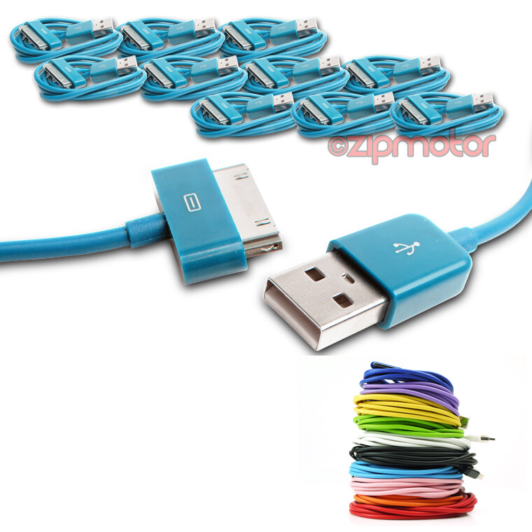 10X 6FT 30-PIN USB SYNC DATA POWER CHARGER AQUA BLUE CABLE CORD IPHONE IPOD IPAD