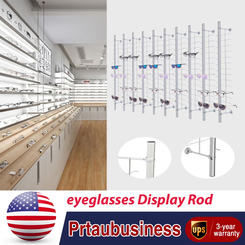 10PCS Aluminum Wall-Mounted Eyeglass Display Rod for Sunglasses Storage Rack