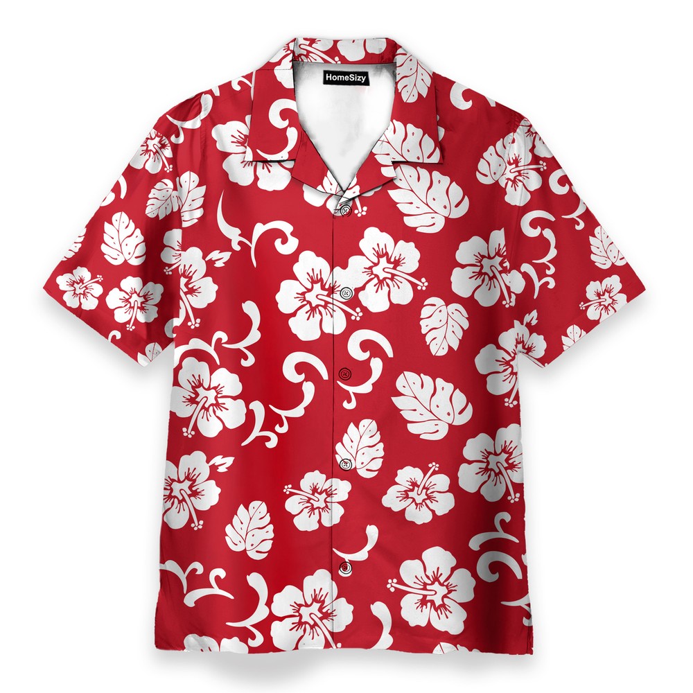 Hibicus Flowers Mens Buttons Up Shirts   Hawaiian Shirt Beach Shorts