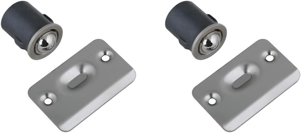 2-Pack Satin Nickel Drive-In Ball Catches for Closet Doors with Dummy Knobs or Levers
