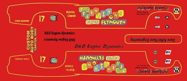 FLINTSTONE FLYER PLYMOUTH BARRACUDA 1/32nd Scale Slot Car Decals