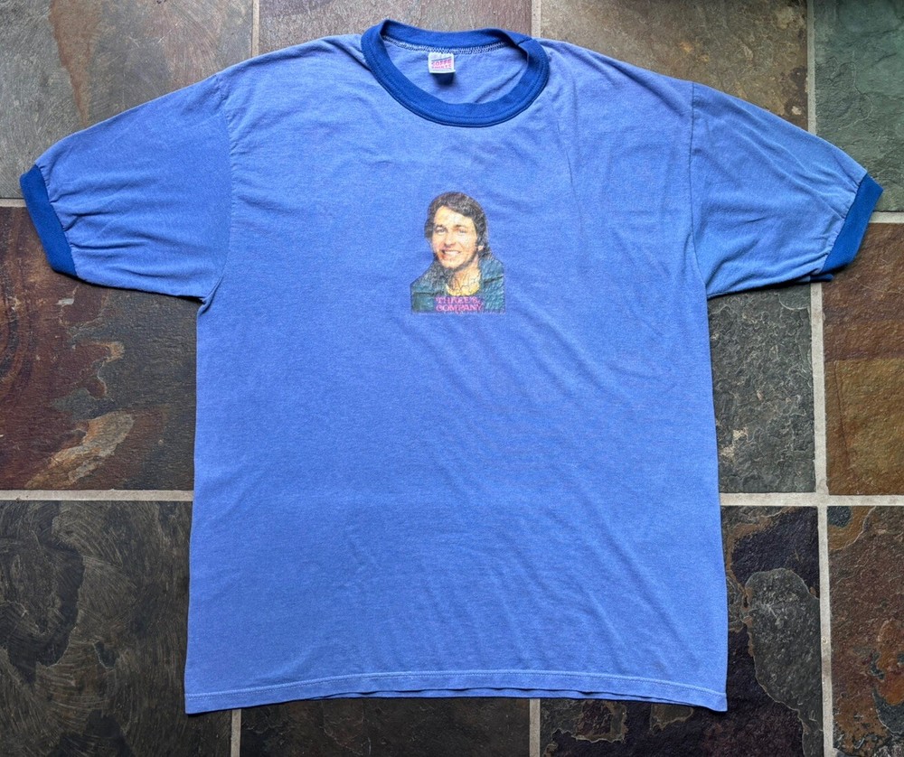 Rare 80s Soffe Three’s Company Jack Tripper Ringer Tee Large Vintage