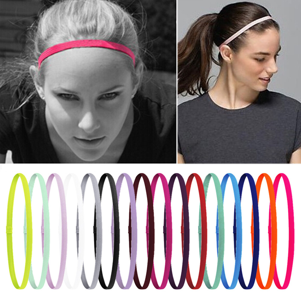16 Pieces Thick Non-Slip Elastic Sport Headbands Hairbands Sweatband Gym US