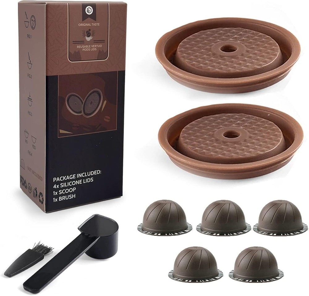 5-Pack Reusable Refillable Coffee Pods Compatible with Nespresso Vertuoline Machines