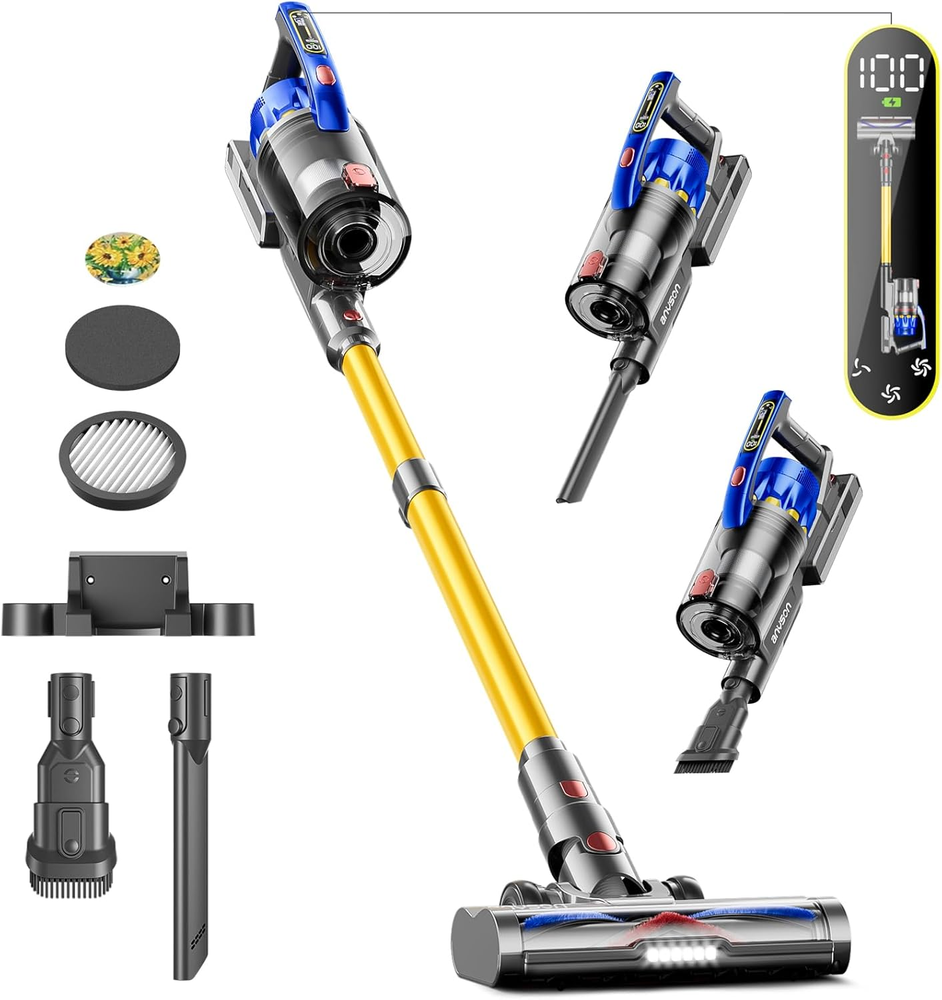 Cordless Vacuum Cleaner, 45Kpa 550W Vacuum Cleaners for Home, Max 60Mins Cord...