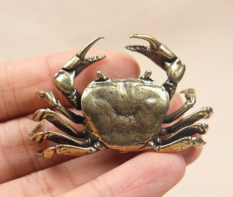 Brass Crab Animal Statue Small Sculpture Tabletop Figurine Home Decor Gifts