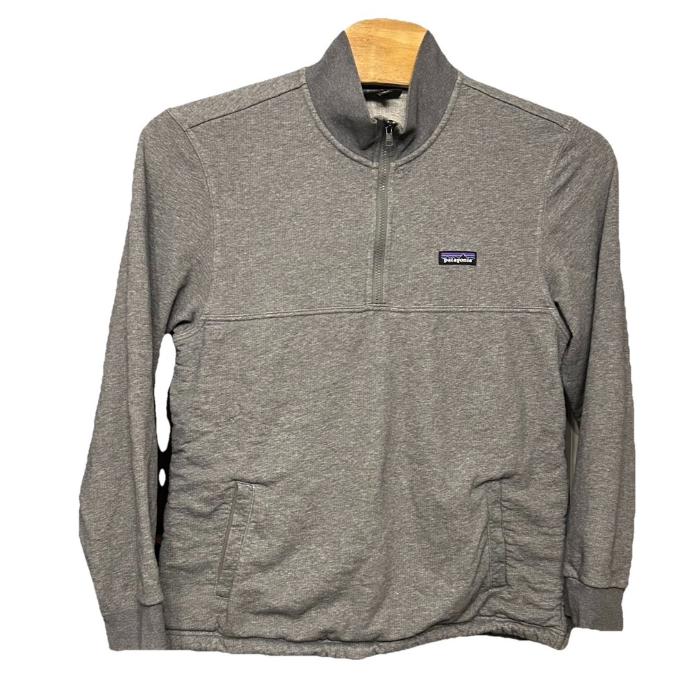 Patagonia Mens Noble Gray 1/4 Zip Mahnya Fleece Pullover with Drawstring