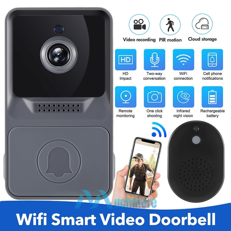 Night Vision WiFi Video Doorbell Door Ring Intercom with Motion Activated Alerts