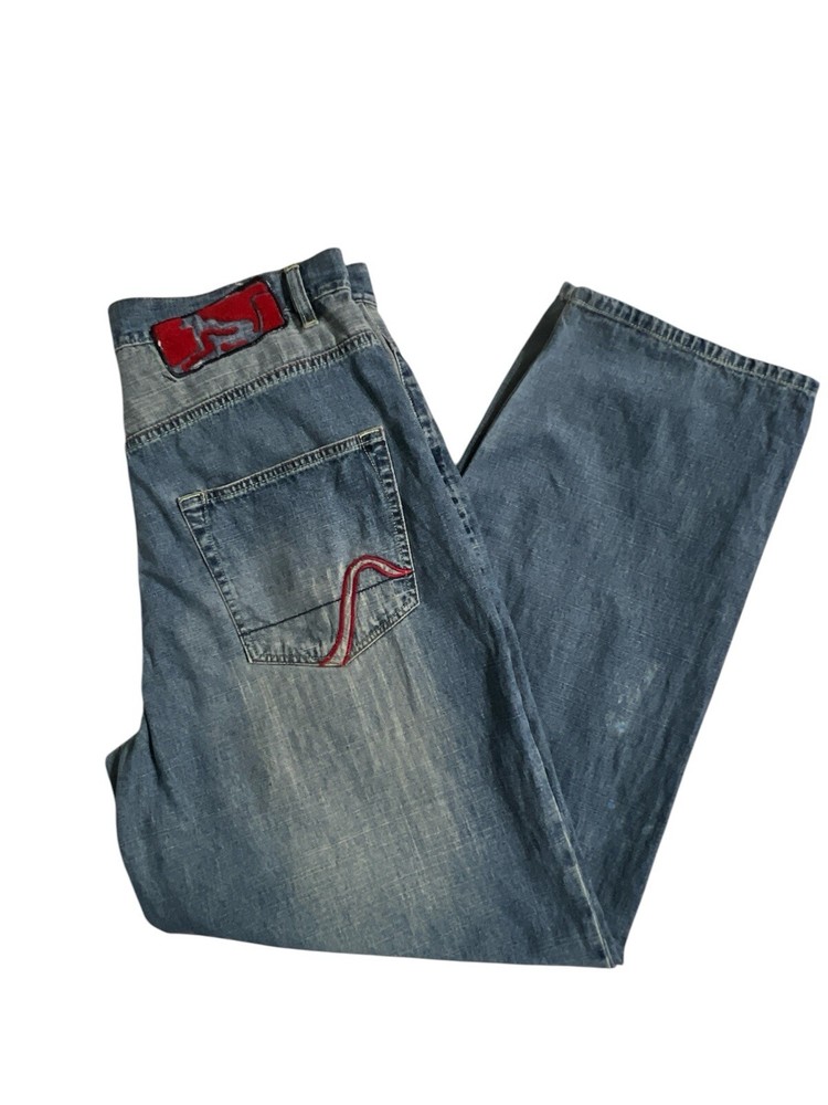 Vintage Y2K Drunkn Munky Men’s Baggy Blue Denim Jnco-Style Jeans 38x33 Hip Hop