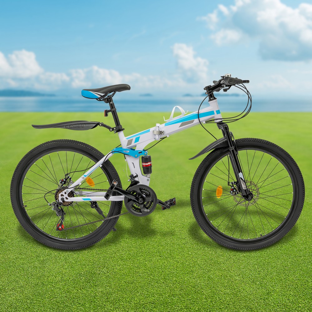 26 Inch 21-Speed Folding MTB Mountain Bike for Men with Dual Disc Brakes