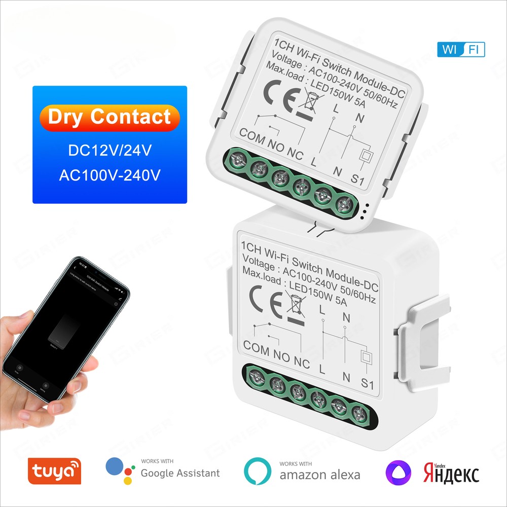 New Smart Dry Contact WiFi Switch Module Smart Home DIY Breaker Relay Work Alice