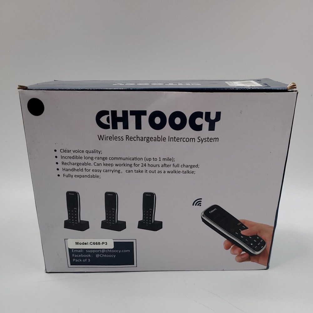 Chtoochy Handheld Wireless Rechargeable Intercom System New Open Box